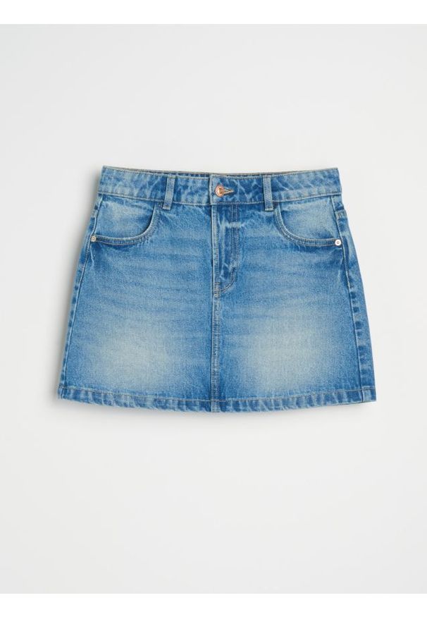 Sinsay - Jeansowa spódnica mini - niebieski. Kolor: niebieski. Materiał: jeans