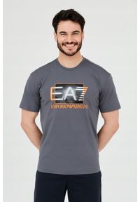 EA7 Emporio Armani - EA7 Szary t-shirt z holograficznym logo. Kolor: szary #1