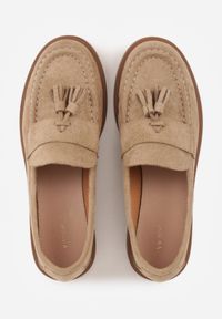 Renee - Beżowe Mokasyny VICES z Wkładką ze Skóry Naturalnej Ozdobione Chwostami Maritune. Okazja: na co dzień. Kolor: beżowy. Materiał: skóra. Wzór: aplikacja. Styl: casual, elegancki #7