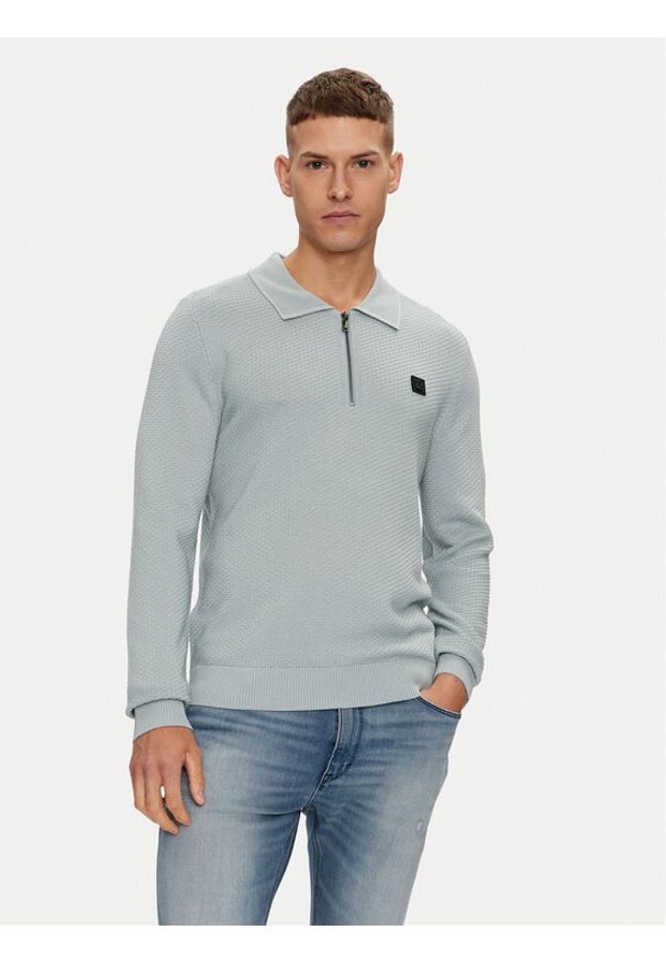 Hugo - HUGO Sweter Sastoon 50516640 Szary Slim Fit. Kolor: szary. Materiał: syntetyk