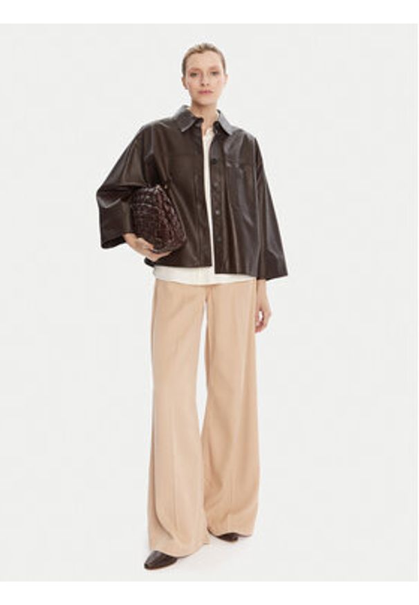 Weekend Max Mara Kurtka skórzana Stecca 2525446051 Brązowy Relaxed Fit. Kolor: brązowy. Materiał: skóra