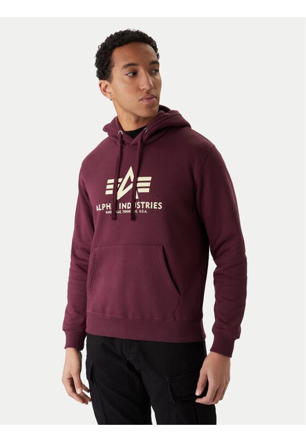 Alpha Industries Bluza Basic 178312 Bordowy Regular Fit. Kolor: czerwony. Materiał: bawełna