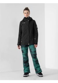 4f - Spodnie snowboardowe membrana 10 000 damskie. Kolor: zielony. Materiał: poliester, materiał. Sezon: zima. Sport: snowboard