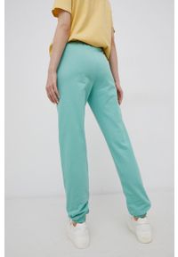 only - Only Spodnie damskie kolor zielony gładkie. Kolor: zielony. Materiał: bawełna, dzianina. Wzór: gładki