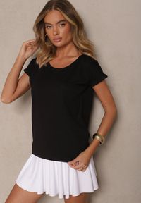 Renee - Czarny Bawełniany T-shirt z Kieszonką Zireanda. Okazja: na co dzień. Kolor: czarny. Materiał: bawełna. Styl: klasyczny, casual #5