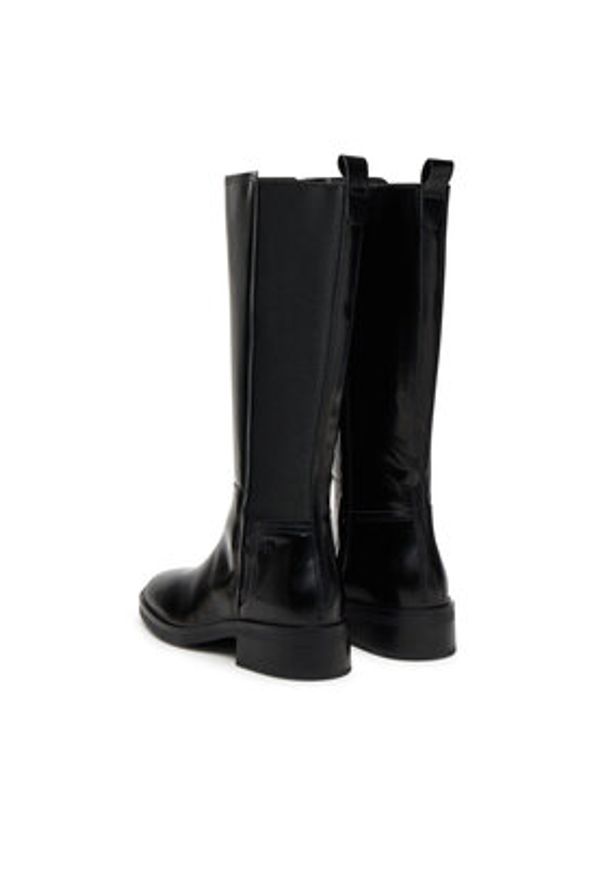 TOMMY HILFIGER - Tommy Hilfiger Kozaki Th Minimal Abrasivato Long Boot FW0FW08979 Czarny. Kolor: czarny. Materiał: skóra