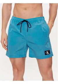 Calvin Klein Swimwear Szorty kąpielowe KM0KM00980 Niebieski Regular Fit. Kolor: niebieski. Materiał: syntetyk