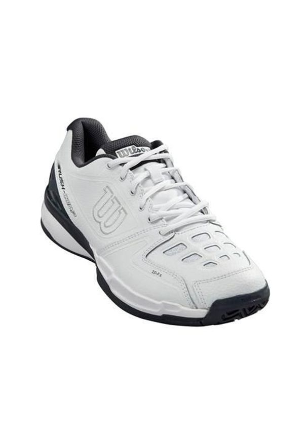 Buty do tenisa męskie Wilson Rush Comp Leder Allcourt. Kolor: biały, wielokolorowy. Materiał: materiał, syntetyk. Szerokość cholewki: normalna. Sport: tenis