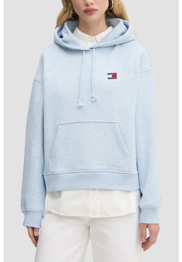 Tommy Jeans - TOMMY JEANS Błękitna damska bluza z kapturem, Rozmiar S. Typ kołnierza: kaptur. Kolor: niebieski