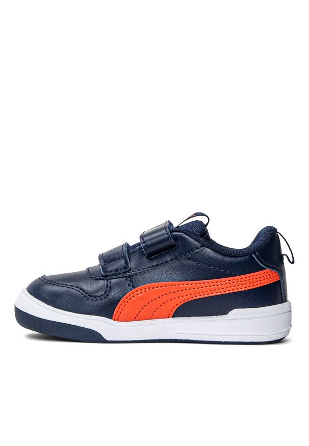 Sneakersy dziecięce granatowe Puma Multiflex SL V INF. Okazja: na co dzień. Zapięcie: rzepy. Kolor: niebieski. Materiał: syntetyk, materiał. Szerokość cholewki: normalna
