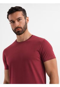Ombre Clothing - Klasyczny T-shirt męski bawełniany BASIC - bordowy V16 OM-TSBS-0236 - XXL. Okazja: na co dzień. Kolor: czerwony. Materiał: bawełna. Styl: klasyczny #8