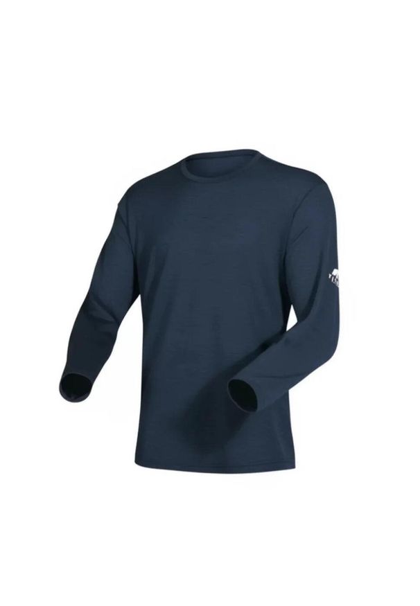 FJORK MERINO - Męska koszulka z długim rękawem z wełny merynosów - Finn 140. Kolor: niebieski. Materiał: elastan, wełna. Długość rękawa: długi rękaw. Długość: długie. Sezon: zima. Sport: narciarstwo