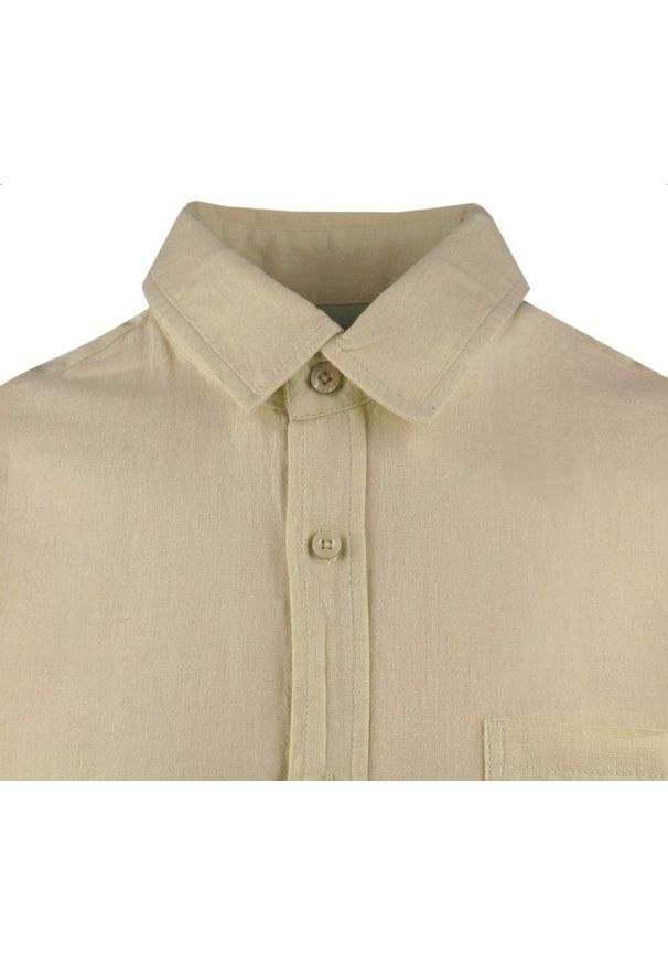 Koszula Weekendowa z Lnem, Krótki Rękaw - Brave Soul - Beżowa. Okazja: na co dzień. Kolor: beżowy, wielokolorowy, brązowy. Materiał: bawełna, len. Długość rękawa: krótki rękaw. Długość: krótkie. Styl: casual