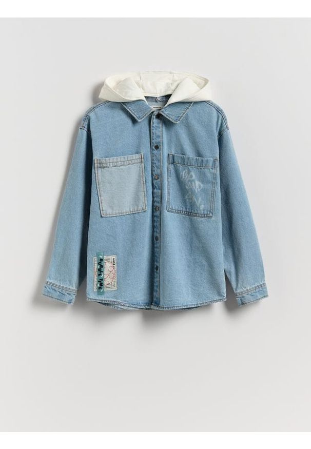 Reserved - Jeansowa koszula oversize - niebieski. Kolor: niebieski. Materiał: jeans