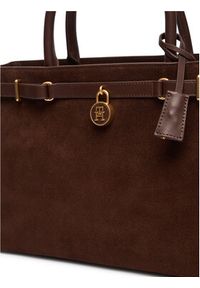 TOMMY HILFIGER - Tommy Hilfiger Torebka American Icon Tote Suede AW0AW19216 Brązowy. Kolor: brązowy. Materiał: skórzane, zamszowe #5