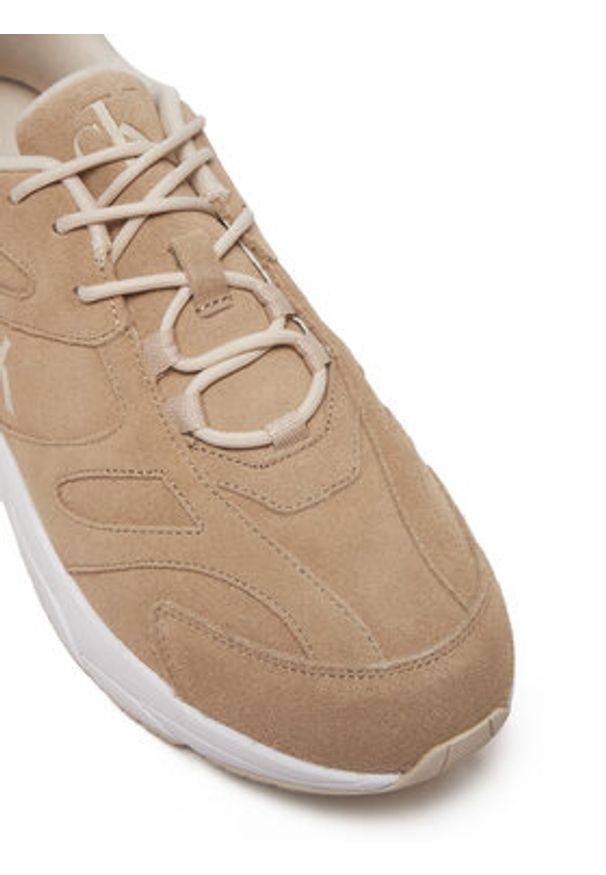 Calvin Klein Jeans Sneakersy Retro Tennis Low Mg Mix Media YM0YM01171 Beżowy. Kolor: beżowy. Materiał: zamsz, skóra
