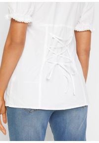 Bluzka w ludowym stylu z atrakcyjnym dekoltem bonprix biały. Kolor: biały. Materiał: bawełna #6