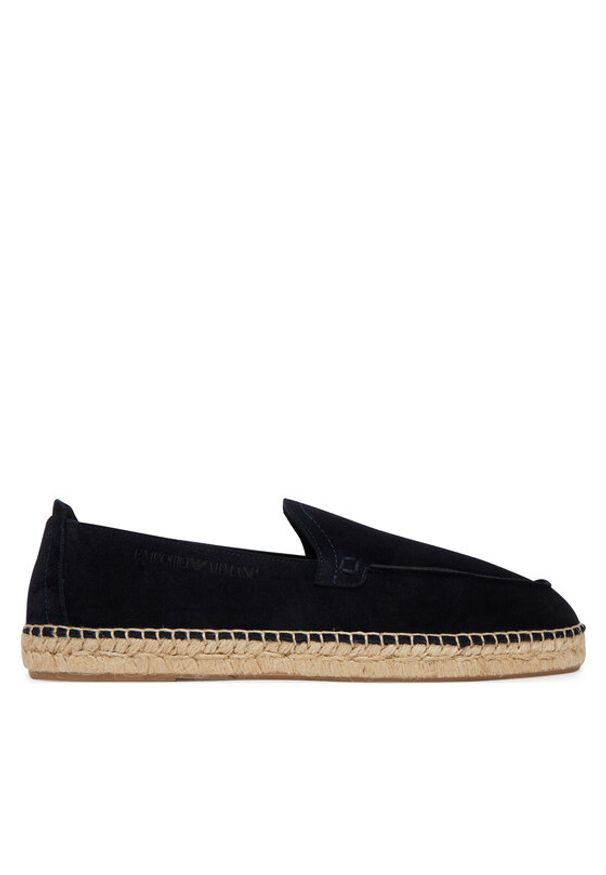 Emporio Armani Espadryle EM005854 AF23967 UB117 Granatowy. Kolor: niebieski. Materiał: skóra, zamsz