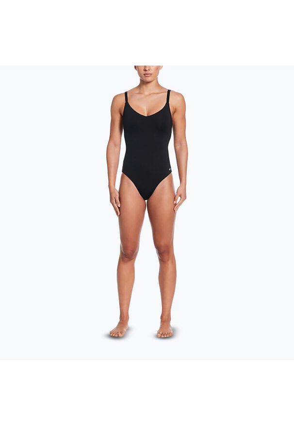 Strój pływacki jednoczęściowy damski Nike Essential V-Neck. Kolor: czarny