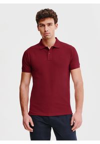 Pako Lorente - PAKO LORENTE – Gładki t-shirt polo w bordowym kolorze. Okazja: na co dzień. Typ kołnierza: polo. Kolor: biały, czerwony. Materiał: bawełna. Wzór: gładki. Styl: casual