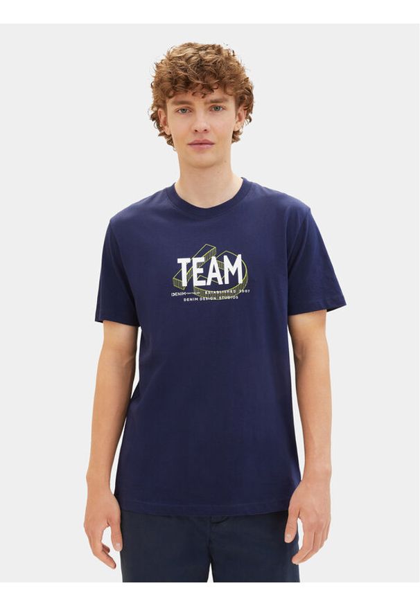Tom Tailor Denim T-Shirt 1040838 Granatowy Regular Fit. Kolor: niebieski. Materiał: bawełna