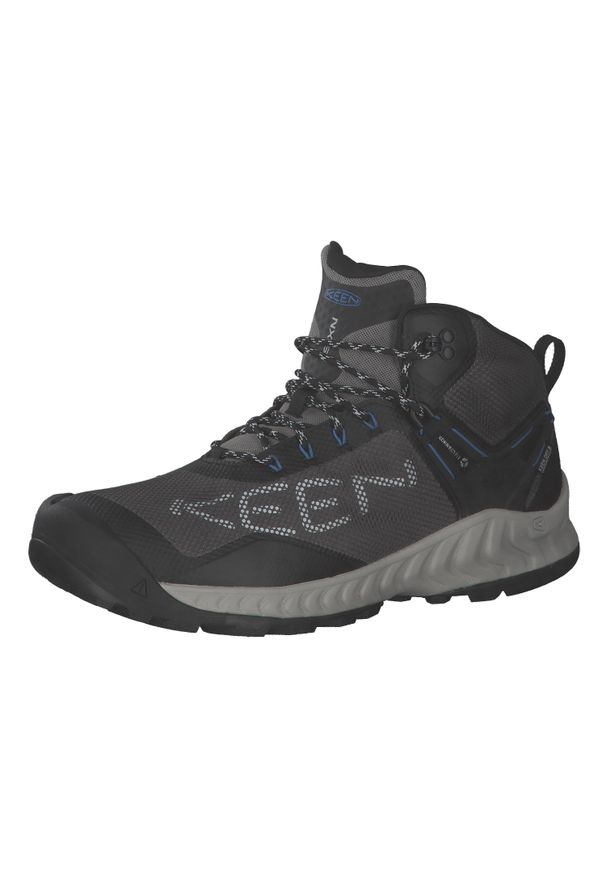 keen - Buty trekkingowe męskie Keen Nxis Evo WP. Wysokość cholewki: za kostkę. Kolor: czarny, szary, wielokolorowy. Materiał: syntetyk, materiał. Szerokość cholewki: normalna. Sport: turystyka piesza