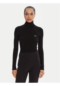 Elisabetta Franchi Golf MK-11B-56E2-V290 Czarny Slim Fit. Typ kołnierza: golf. Kolor: czarny. Materiał: syntetyk