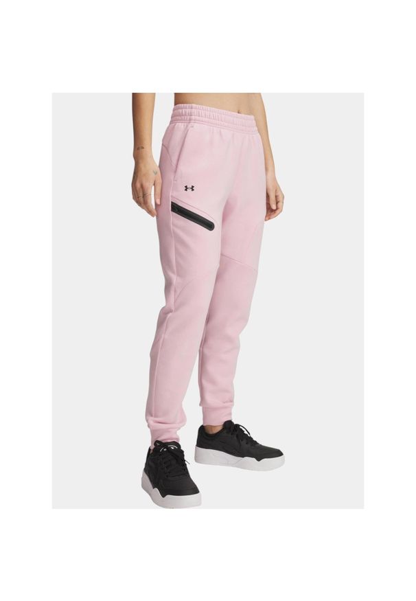 Spodnie sportowe damskie Under Armour Unstoppable FLC. Kolor: różowy. Sport: fitness