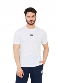 EA7 Emporio Armani - EA7 Biały t-shirt męski z naszywką z logo. Kolor: biały. Wzór: aplikacja #6