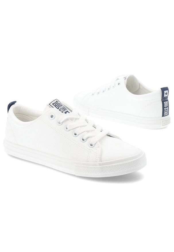 Big-Star - Białe Trampki Big Star Sportowe Obuwie Damskie. Okazja: na co dzień. Kolor: biały. Materiał: guma, syntetyk, jeans, materiał. Szerokość cholewki: normalna. Sezon: lato