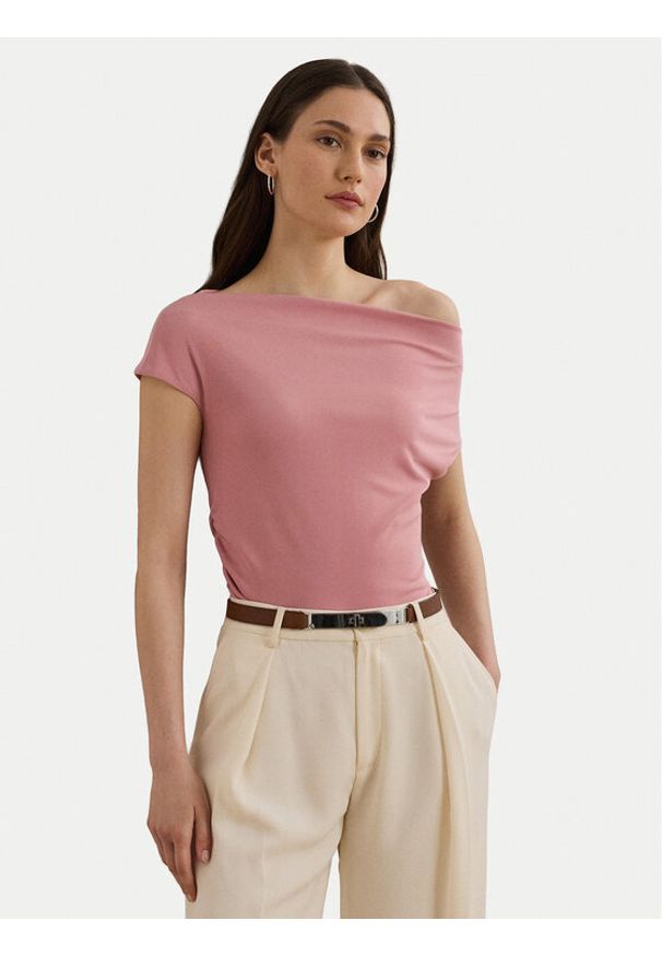 Lauren Ralph Lauren - LAUREN RALPH LAUREN Bluzka 2,00964E+11 Różowy Slim Fit. Kolor: różowy. Materiał: syntetyk