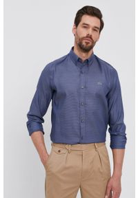 Lacoste - Koszula bawełniana. Okazja: na co dzień. Typ kołnierza: button down. Kolor: niebieski. Materiał: bawełna. Długość rękawa: długi rękaw. Długość: długie. Styl: casual #1