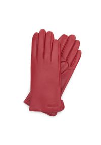 Wittchen - Damskie rękawiczki skórzane gładkie czerwone. Kolor: czerwony. Materiał: skóra. Wzór: gładki. Sezon: jesień, zima. Styl: elegancki #1
