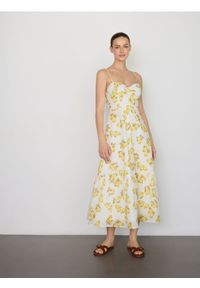 Reserved - Wzorzysta sukienka - jasnożółty. Kolor: żółty. Materiał: tkanina, bawełna #1