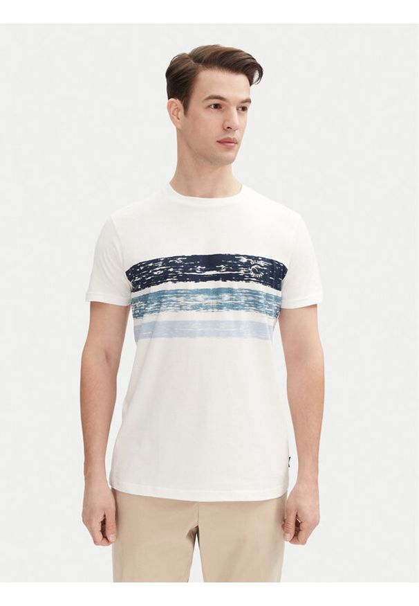 INDICODE T-Shirt Caron 41-051 Granatowy Regular Fit. Kolor: biały. Materiał: bawełna