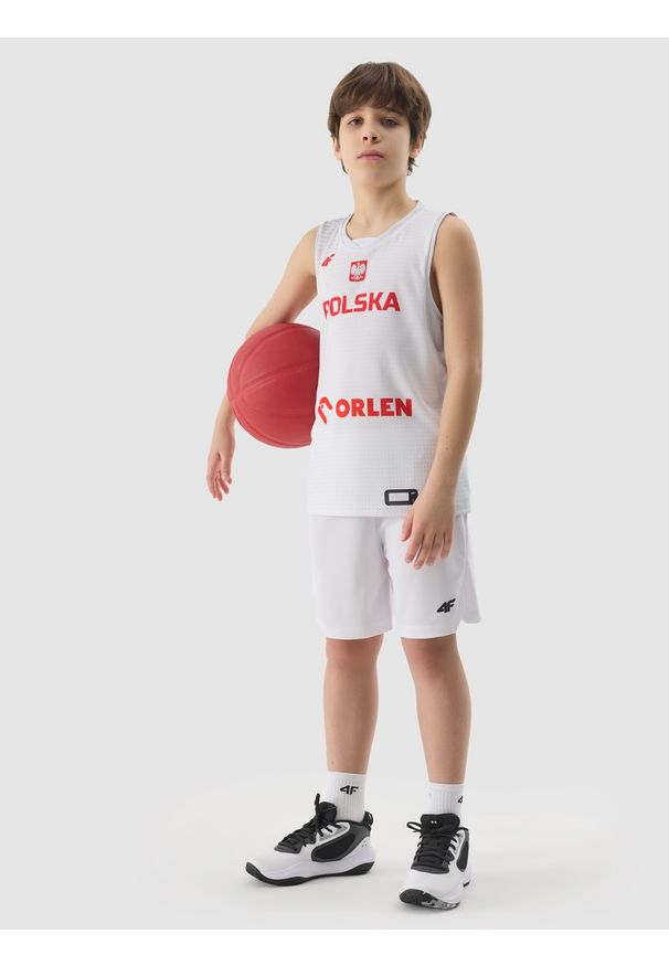 4f - 4F Koszulka reprezentacyjna chłopięca 4F x PZKOSZ - multikolor 110/116. Kolor: wielokolorowy. Materiał: dzianina, włókno. Sezon: lato. Sport: koszykówka