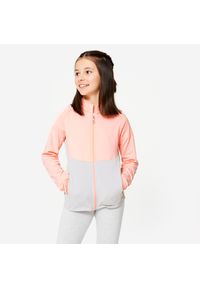 Decathlon - Bluza dziecięca Domyos rozpinana. Kolor: różowy. Materiał: poliester, elastan, materiał