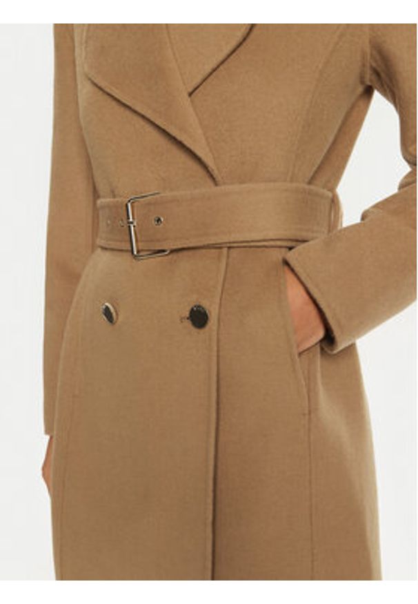 Liu Jo Płaszcz wełniany WF4060 T4627 Brązowy Regular Fit. Kolor: brązowy. Materiał: syntetyk