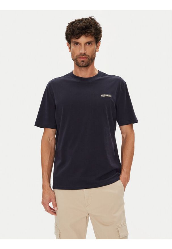 Napapijri T-Shirt Smallbox NP0A88TR Granatowy Regular Fit. Kolor: niebieski. Materiał: bawełna