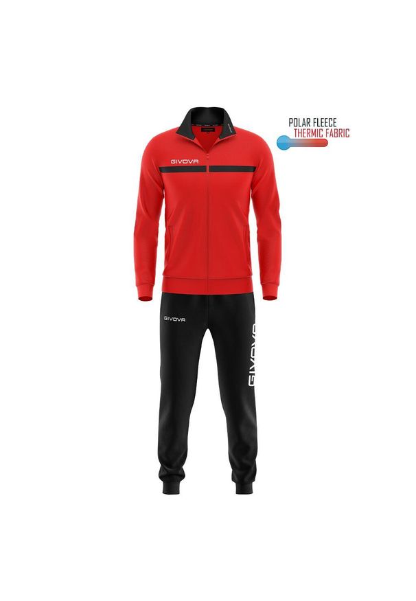 Givova One Polarfleece dres z pełnym zamkiem 4XS (chłopiec). Okazja: na uczelnię. Kolor: czerwony, czarny, wielokolorowy. Materiał: dresówka. Sezon: lato. Styl: sportowy