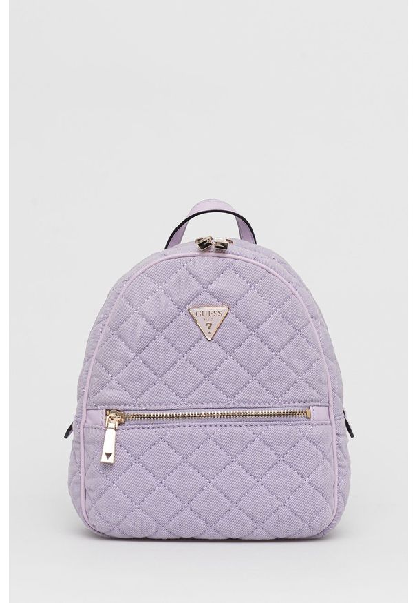 Guess plecak damski kolor fioletowy mały gładki. Kolor: fioletowy. Wzór: gładki