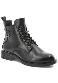 Czarne Botki Vinceza Klasyczne Buty Damskie. Zapięcie: sznurówki. Kolor: czarny. Materiał: jeans, materiał, skóra. Szerokość cholewki: normalna. Obcas: na obcasie. Styl: klasyczny. Wysokość obcasa: niski