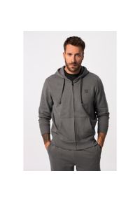 JAY-PI - Męska Rozpinana bluza z kapturem fitness dzianina dresowa kaptur nadruki. Typ kołnierza: kaptur. Kolekcja: plus size. Kolor: szary. Materiał: wiskoza, materiał, bawełna. Wzór: nadruk. Sport: fitness