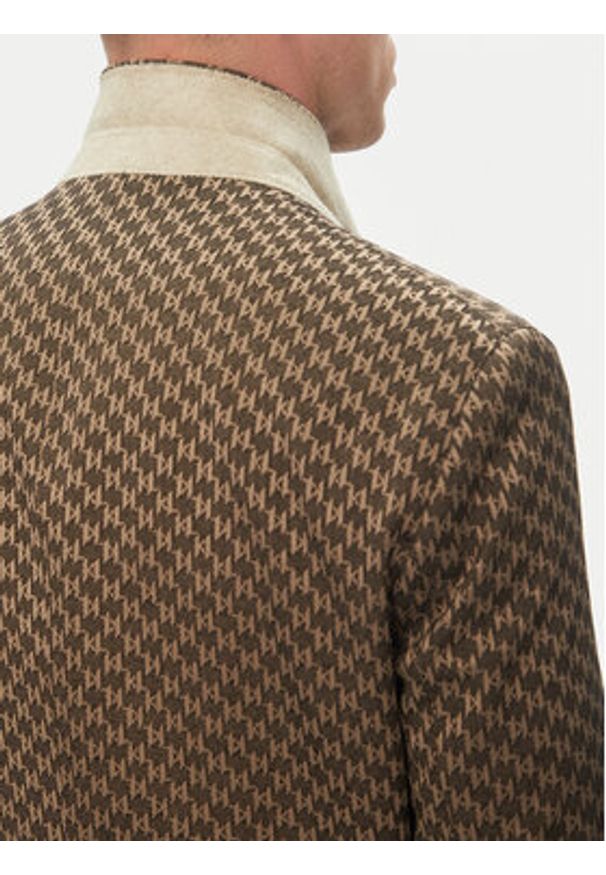 Karl Lagerfeld - KARL LAGERFELD Marynarka 155106 552115 Brązowy Slim Fit. Typ kołnierza: dekolt w karo. Kolor: brązowy