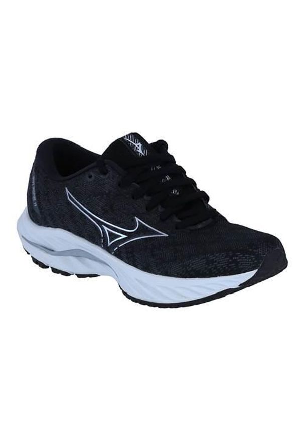 Buty do biegania damskie Mizuno Wave Inspire 19. Kolor: czarny. Materiał: materiał, syntetyk. Szerokość cholewki: normalna. Model: Mizuno Wave
