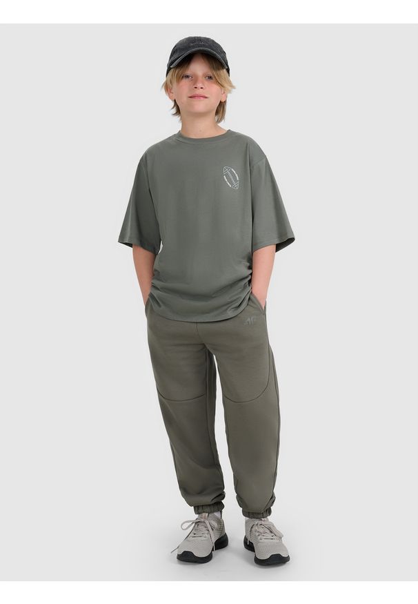 4f - 4F Spodnie dresowe joggery chłopięce - szare 164 (13-14 lat). Okazja: na co dzień. Kolor: szary. Materiał: dresówka. Wzór: gładki, ze splotem. Sezon: lato. Styl: sportowy, casual, młodzieżowy