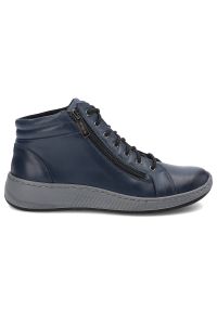 Granatowe Botki Wasak Damskie Wygodne Buty. Okazja: na co dzień, na spacer. Kolor: niebieski. Materiał: skóra. Szerokość cholewki: normalna. Styl: casual, sportowy, elegancki #4