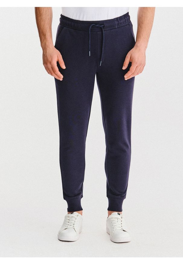 Pako Lorente - PAKO LORENTE – Granatowe spodnie dresowe. Okazja: na co dzień. Kolor: szary, niebieski. Materiał: dresówka. Wzór: gładki. Styl: casual