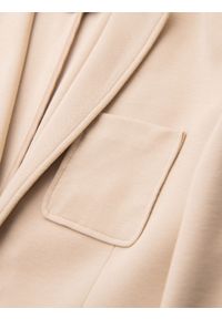 Ombre Clothing - Męska marynarka SLIM z dzianiny o subtelnej strukturze – beżowa V5 - Rozmiar: L. Okazja: do pracy. Kolor: beżowy. Materiał: dzianina. Wzór: kolorowy. Styl: klasyczny #3