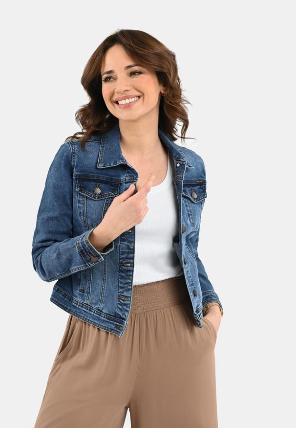 Volcano - Krótka kurtka jeansowa J-LUNA. Kolekcja: plus size. Kolor: niebieski. Materiał: jeans. Długość: krótkie. Styl: klasyczny